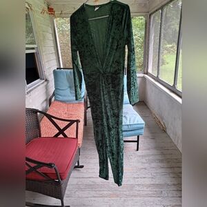 Emerald Green Crushed Velvet Venus Jumpsuit